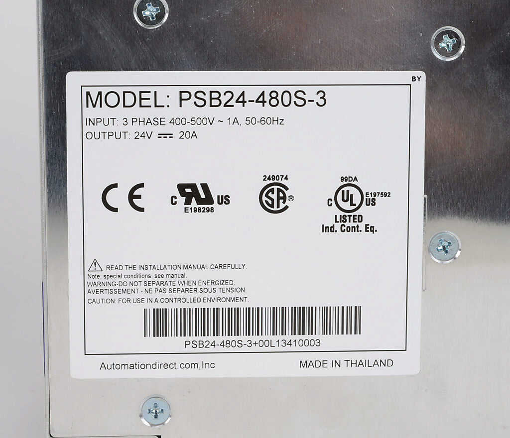 PSB24-480S-3 | Automation Direct RHINO SELECT 24VDC 480W 3-Phase Power Supply