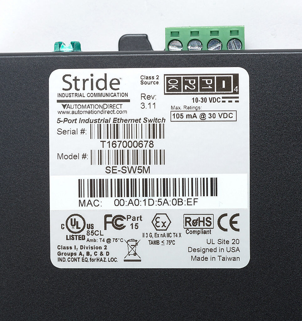 SE-SW5M | Automation Direct STRIDE 5-Port Layer 2 Managed Industrial Ethernet Switch