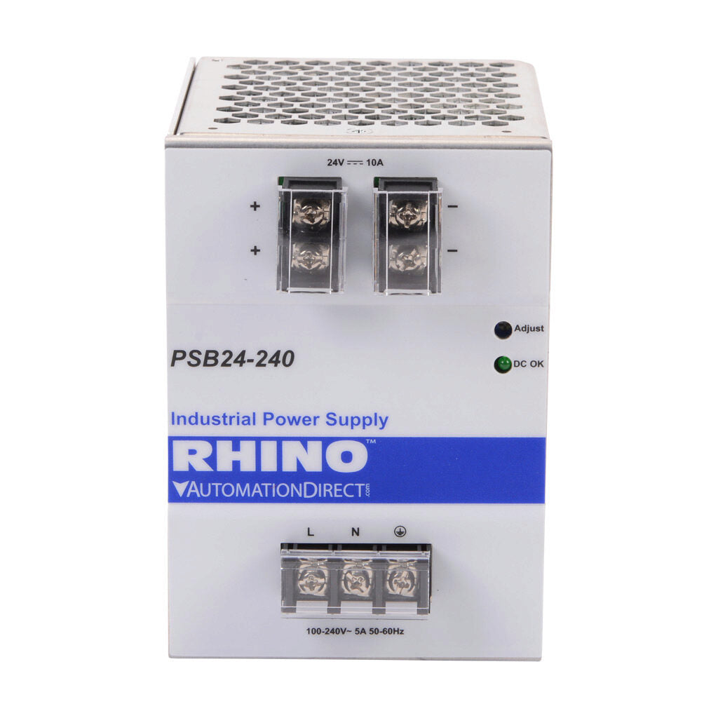 PSB24-240 | AutomationDirect RHINO 24VDC 10A DIN Rail Power Supply