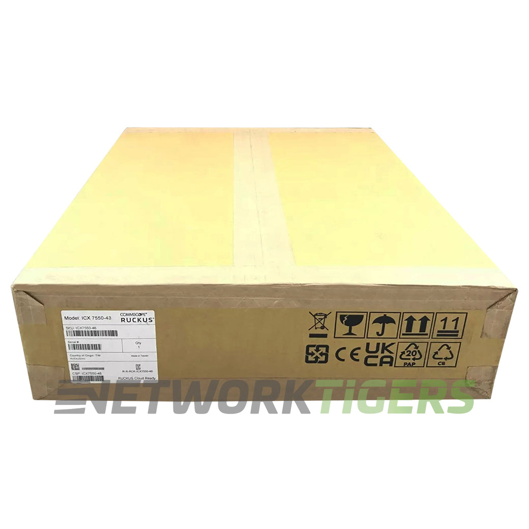 NEW Ruckus ICX7550-48-E2 48x 1GB RJ-45 2x 40GB QSFP+ Front-to-Back Air Switch