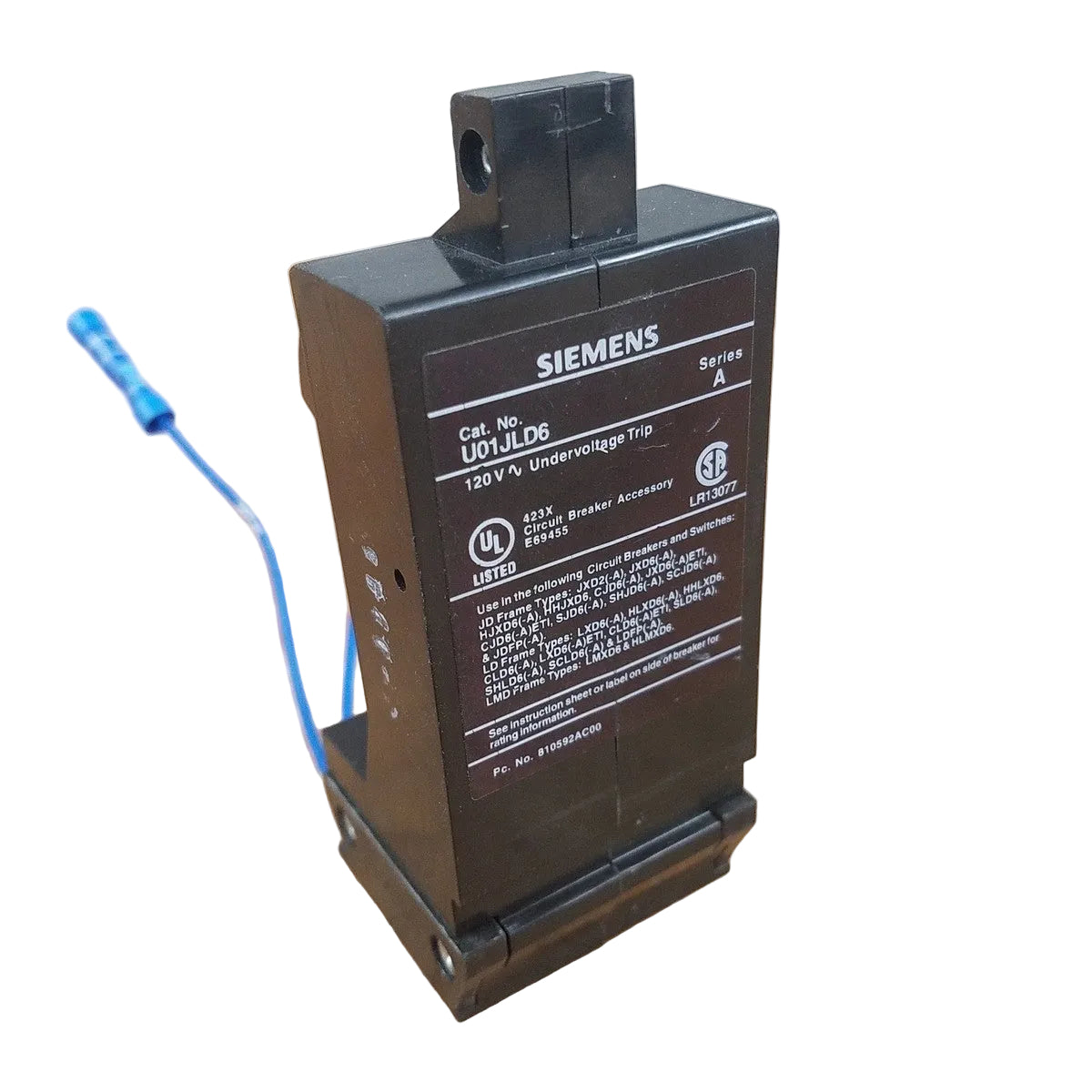 Siemens U01JLD6 Undervoltage Release 120V AC for Sentron JD LD LMD Molded Case Circuit Breakers
