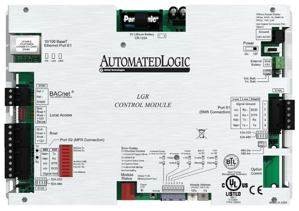 Automated Logic LGR1000 BACnet Router High-Speed Ethernet 1000 Integration Points