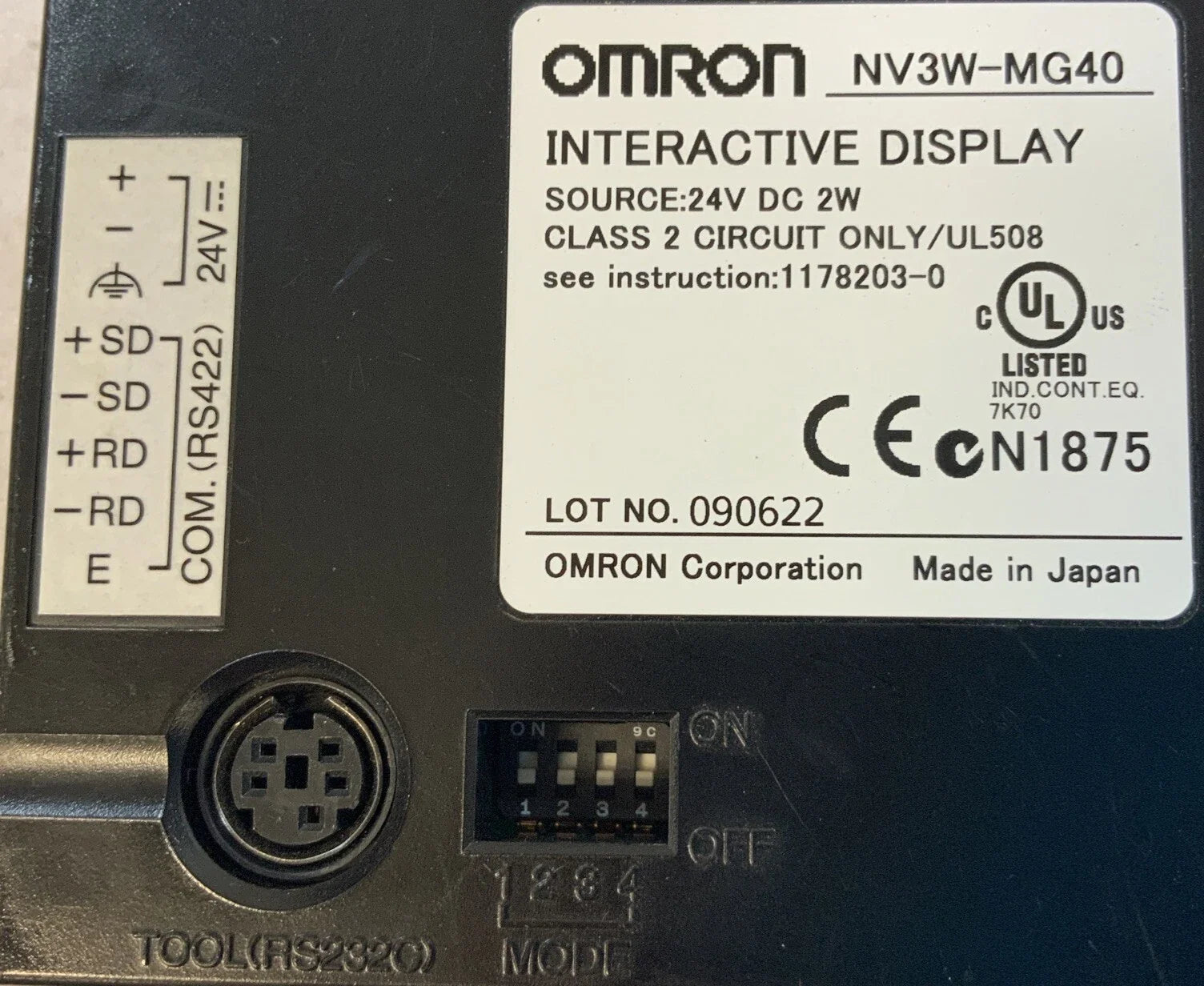 Omron NV3W-MG40 Compact 3.1-Inch Monochrome HMI Operator Interface Panel 24VDC NV Series