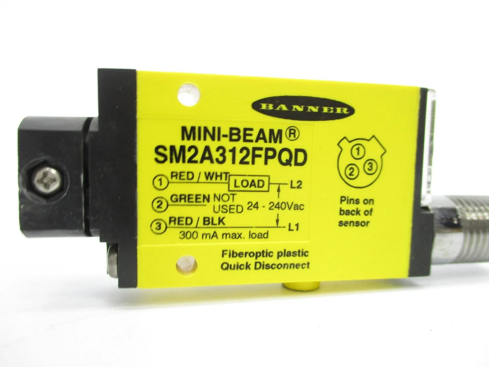 SM2A312FPQD | Banner MINI-BEAM AC Fiber Optic Sensor, 24–240 VAC