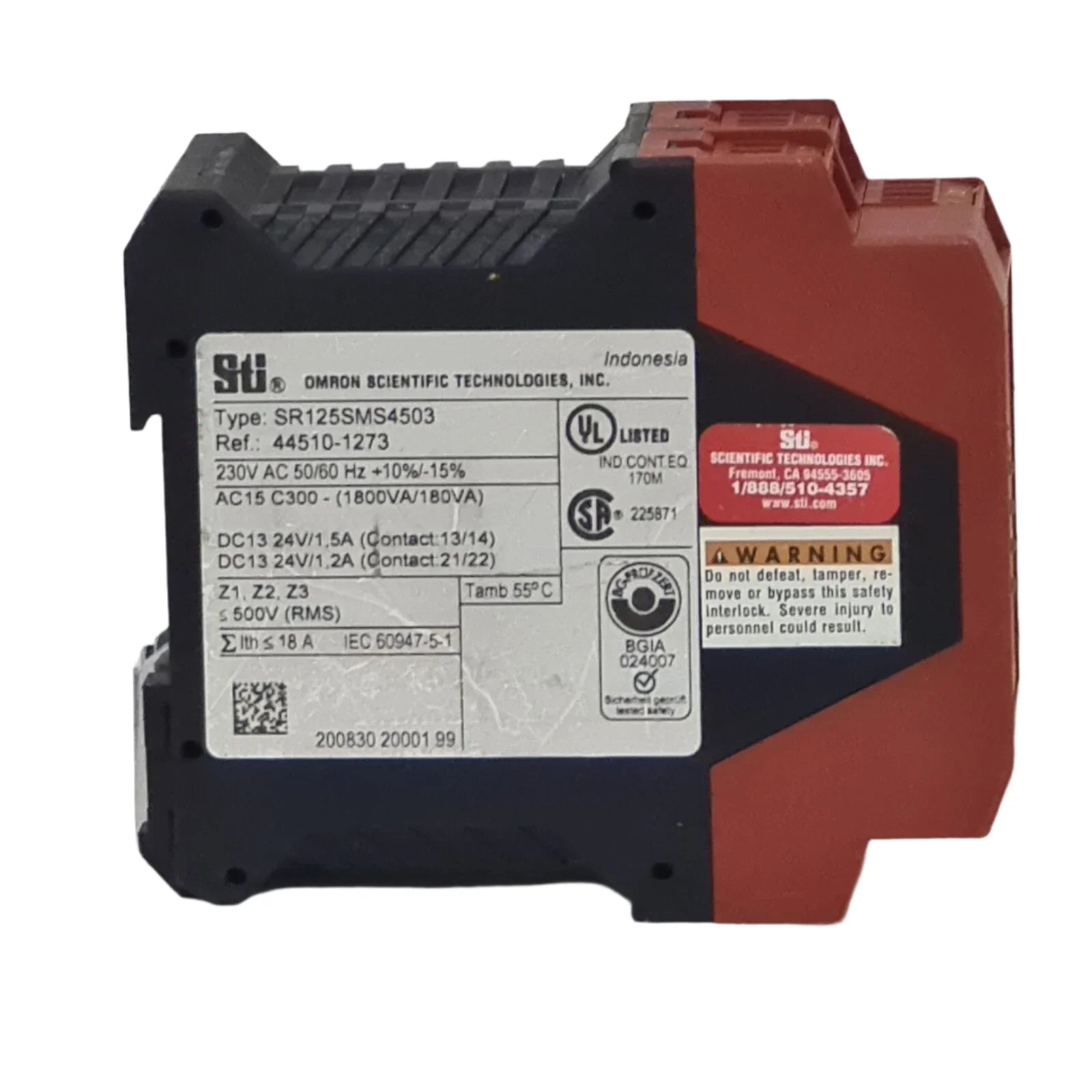 Omron SR125SMS4503 Stop Motion Sensing Unit for Industrial Motor Safety Monitoring