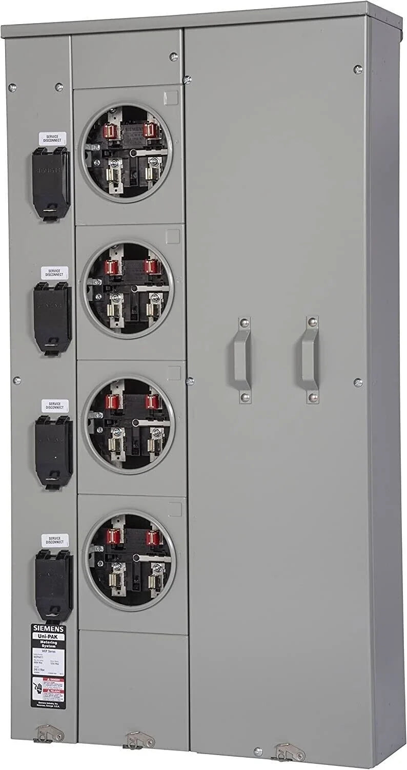 Siemens WEP4411 400A 1-Phase Meter Pack 4J Ring Multi-Position Meter Socket Panel