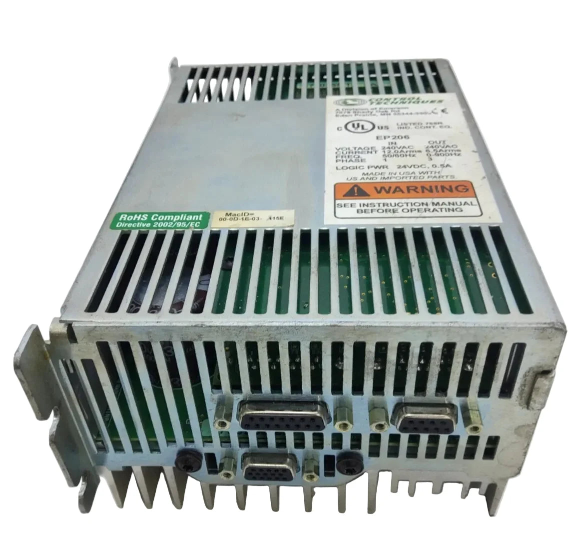 Control Techniques EP206-P00-ENR0 Programmable Servo Drive 230VAC 6.5A Continuous 13A Peak Encoder Feedback