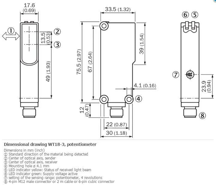 WT18-3N110 | SICK Photoelectric Proximity Sensor with Background Suppression