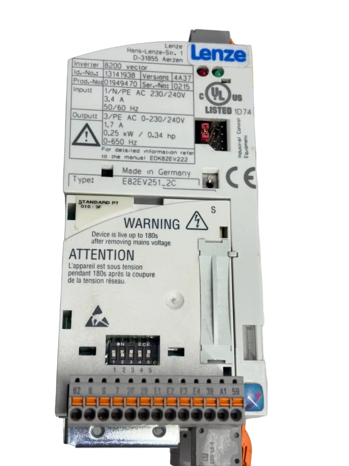 Lenze D-31855 8200 Vector Frequency Inverter Drive