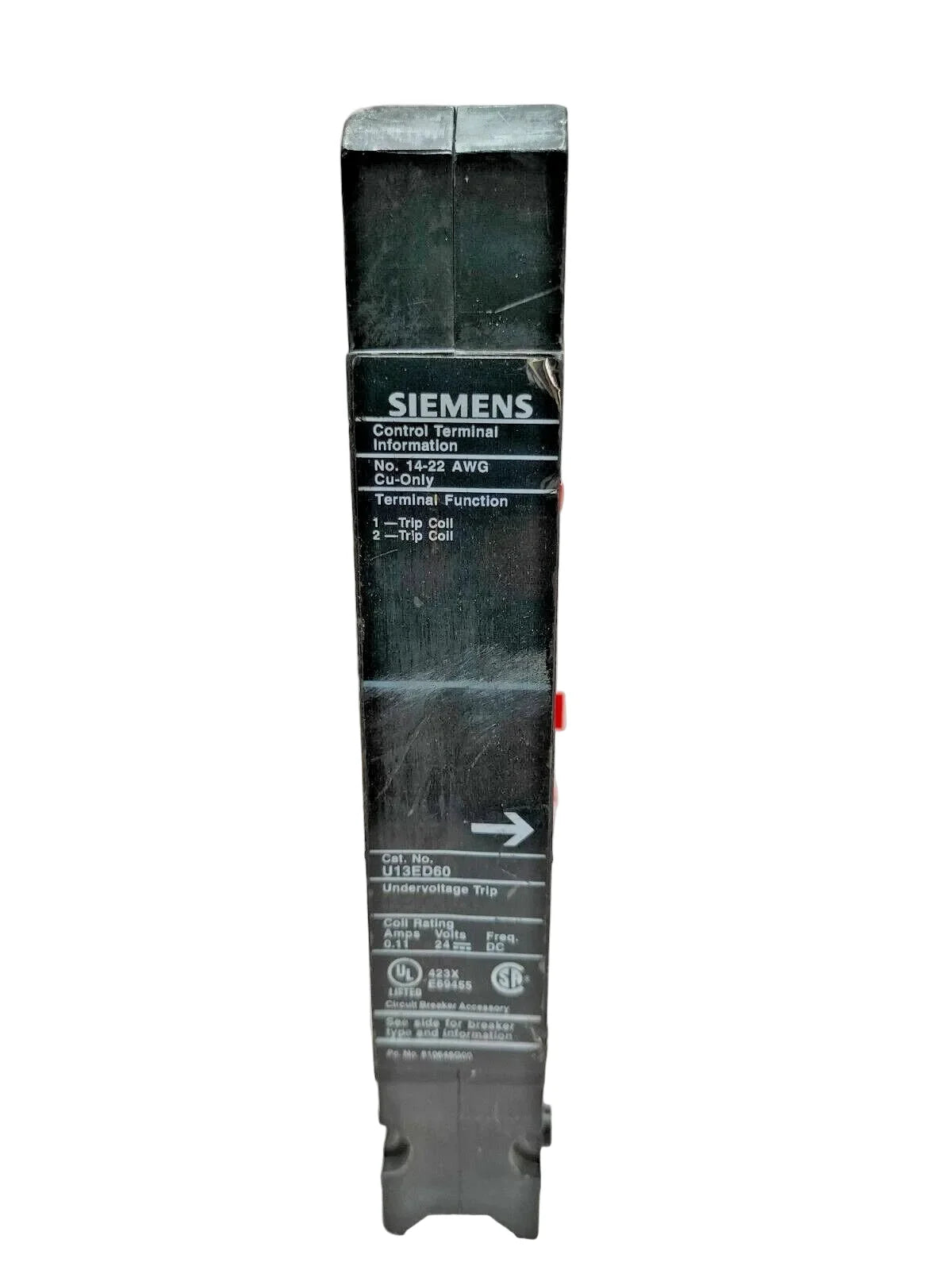 Siemens U13ED60 Undervoltage Release 24VDC 125A for Sentron ED Frame Circuit Breakers