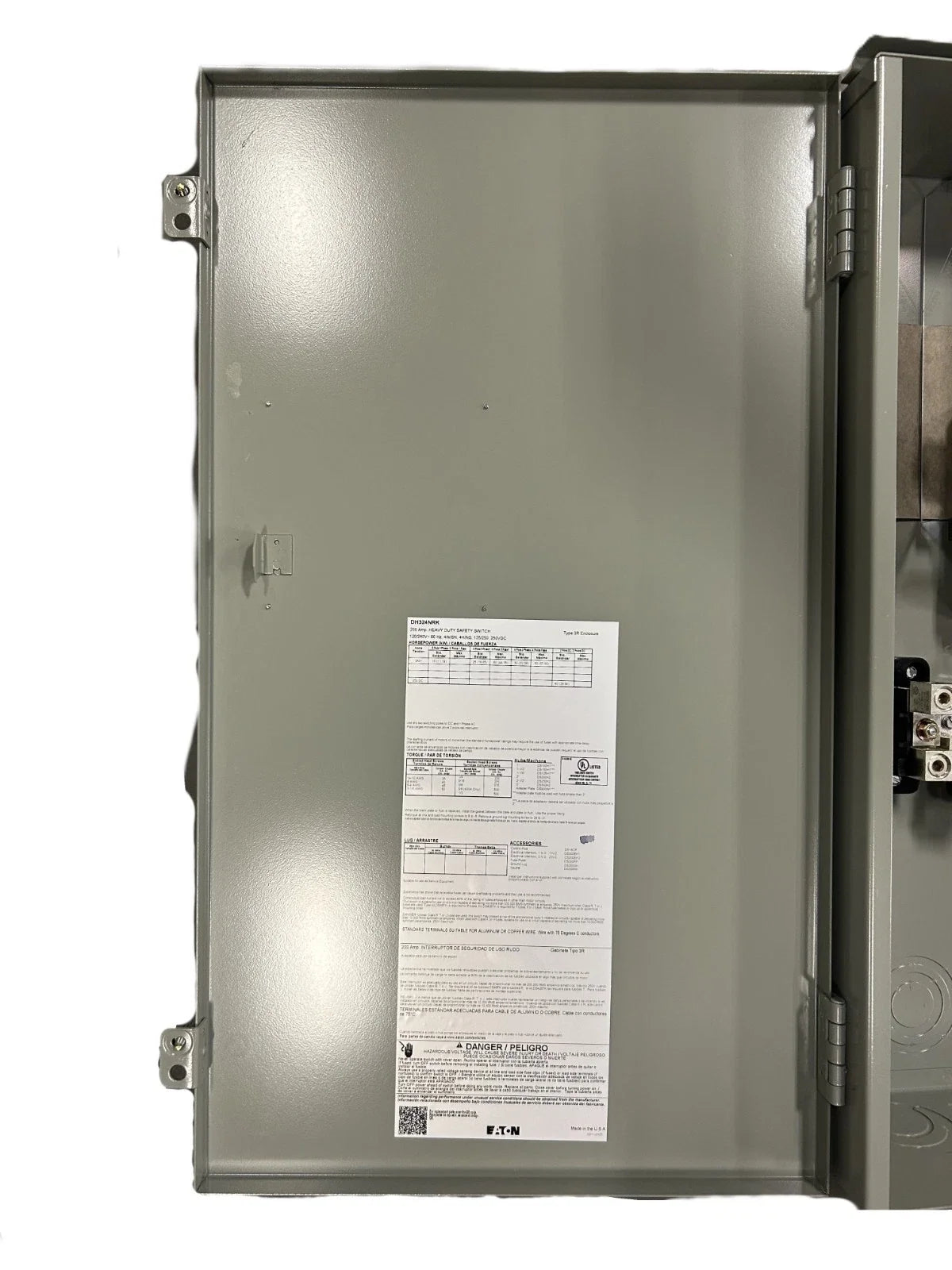 DH324NRK | Eaton 200A 240V 3-Pole Heavy Duty Fusible Safety Switch NEMA 3R
