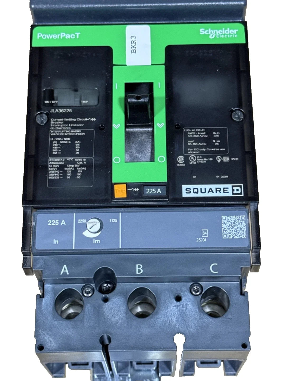 JLA36225 | Schneider Electric 225A 3-Pole 600V I-Line Molded Case Circuit Breaker