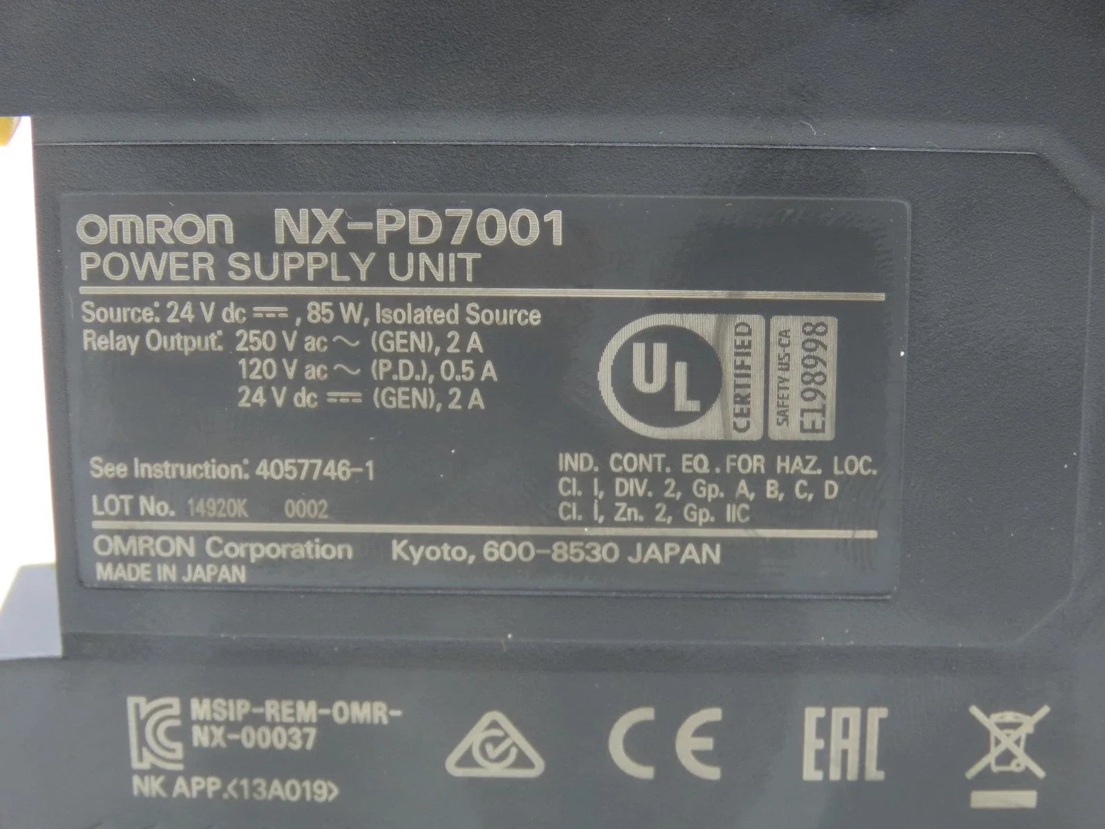 Omron NX-PD7001 NX Series Power Supply Module