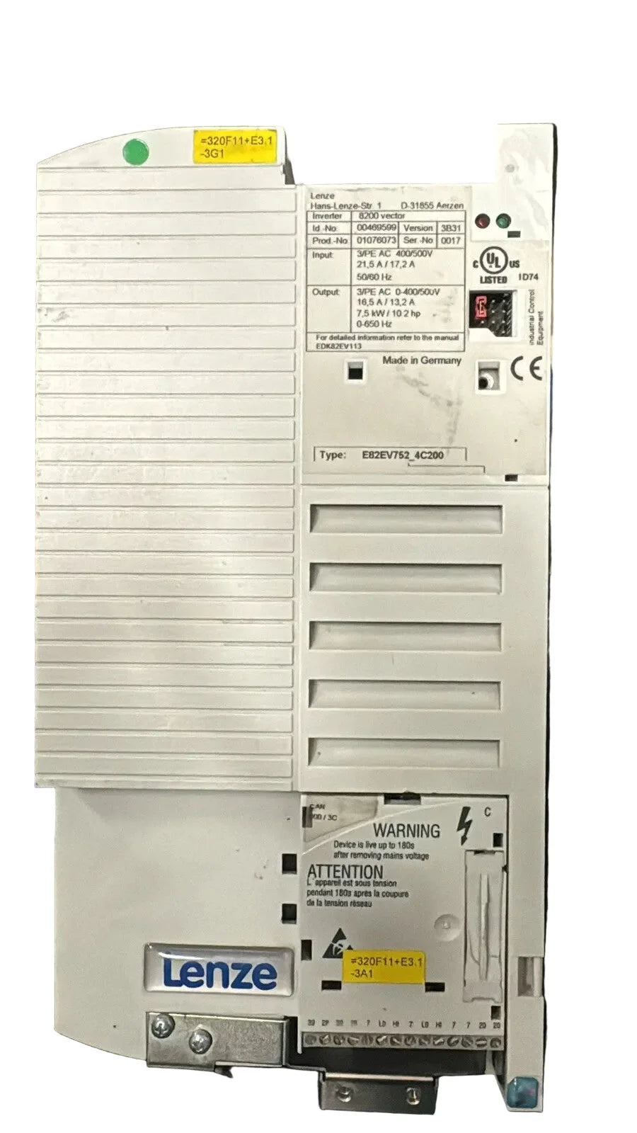 E82EV752K4C200 | Lenze 8200 Series Vector Frequency Inverter 7.5 kW