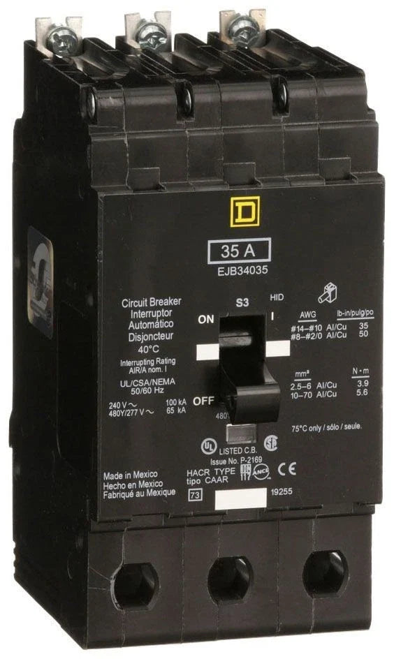 EJB34035 | Square D 35A 3-Pole 480Y/277V EJB Bolt-On Circuit Breaker