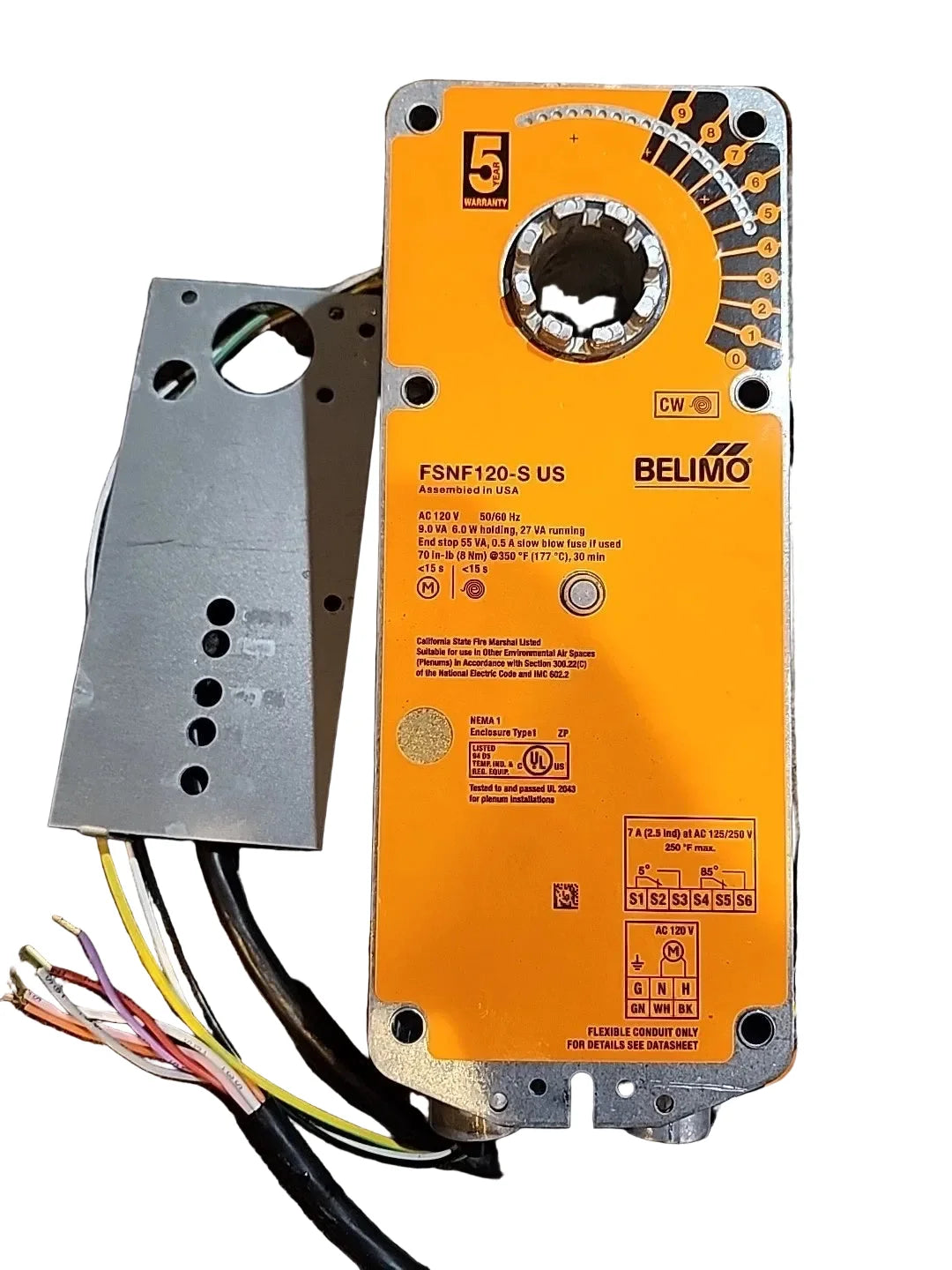 FSNF120-S US | Belimo Fire And Smoke Spring Return Actuator 70 In Lb 120V