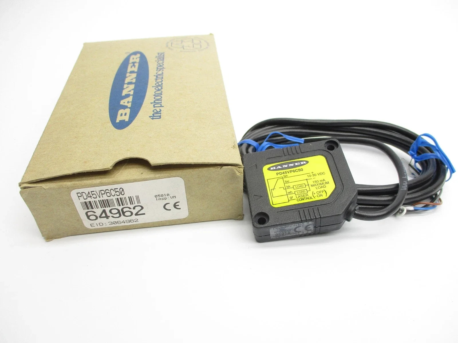 PD45VP6C50 | Banner Engineering Convergent Photoelectric Proximity Sensor, 50 mm, PNP Output