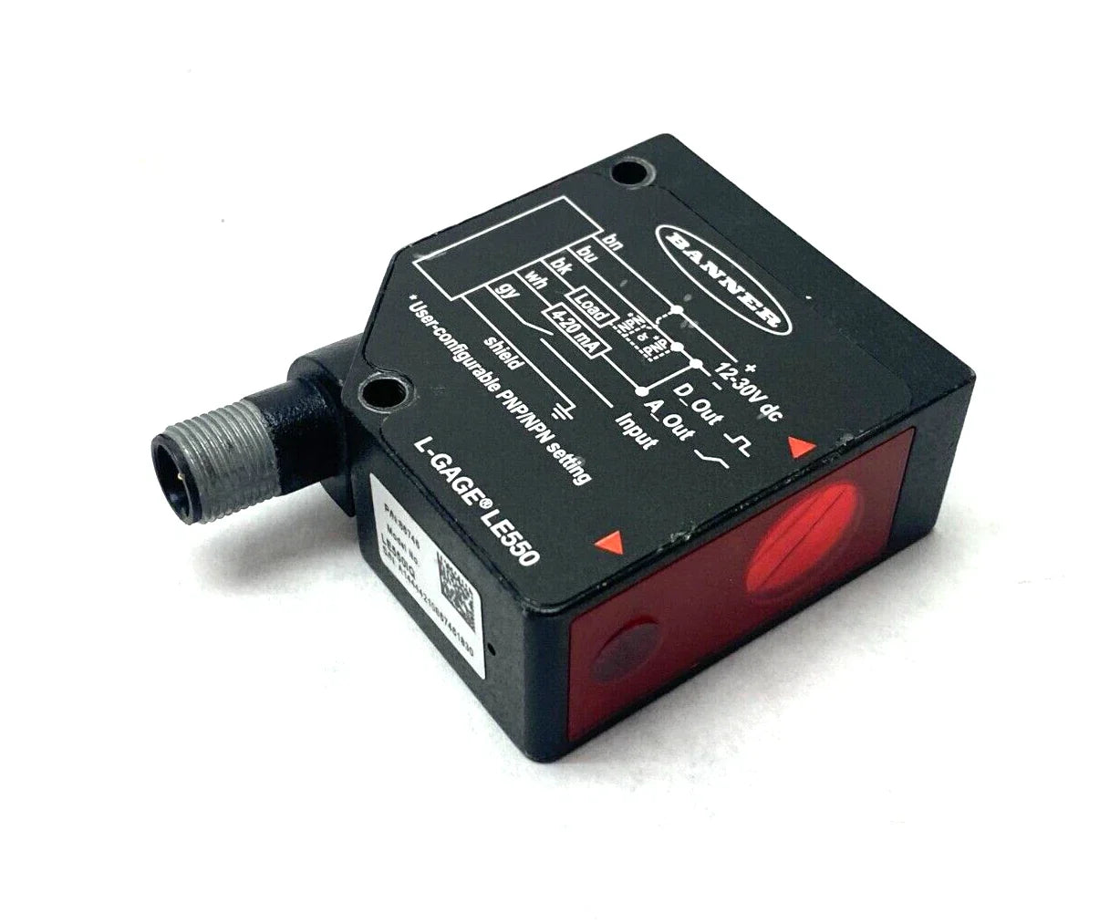 LE550IQ | Banner Engineering Laser Displacement Sensor 100–1000 mm, 4–20 mA Output