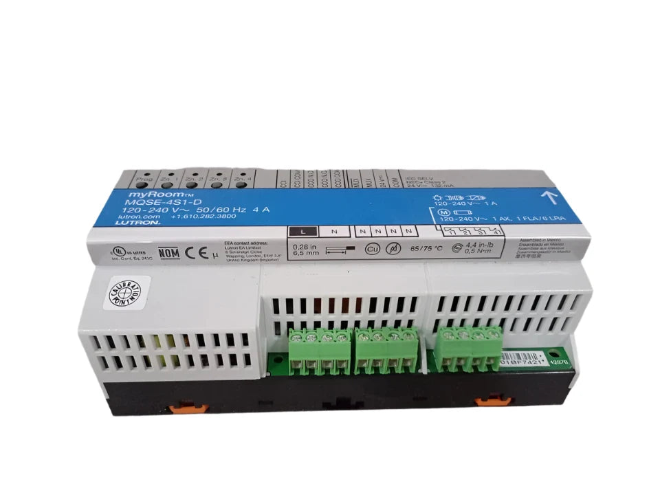 Lutron MQSE-4S1-D HomeWorks QS 4-Output Switching Module for 120–240 VAC Panel-Mount Lighting Control