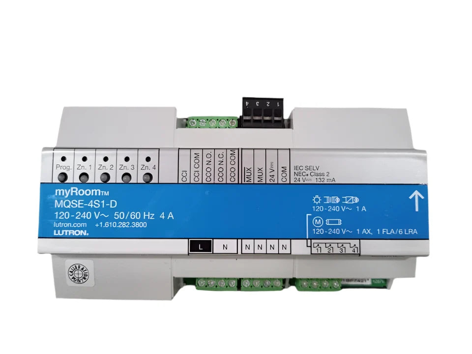 Lutron MQSE-4S1-D HomeWorks QS 4-Output Switching Module for 120–240 VAC Panel-Mount Lighting Control