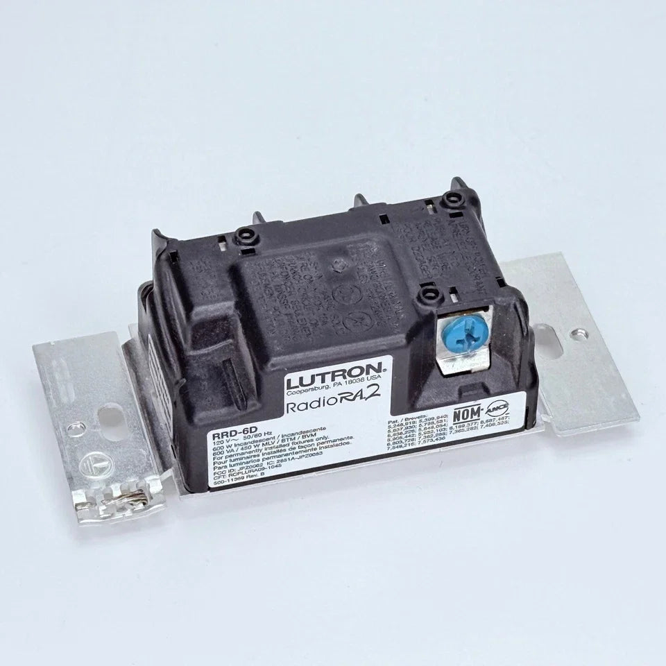 RRD-6D-WH | Lutron RadioRA2 dimmer for incandescent/MLV loads, 120 V, 600 W, white gloss finish