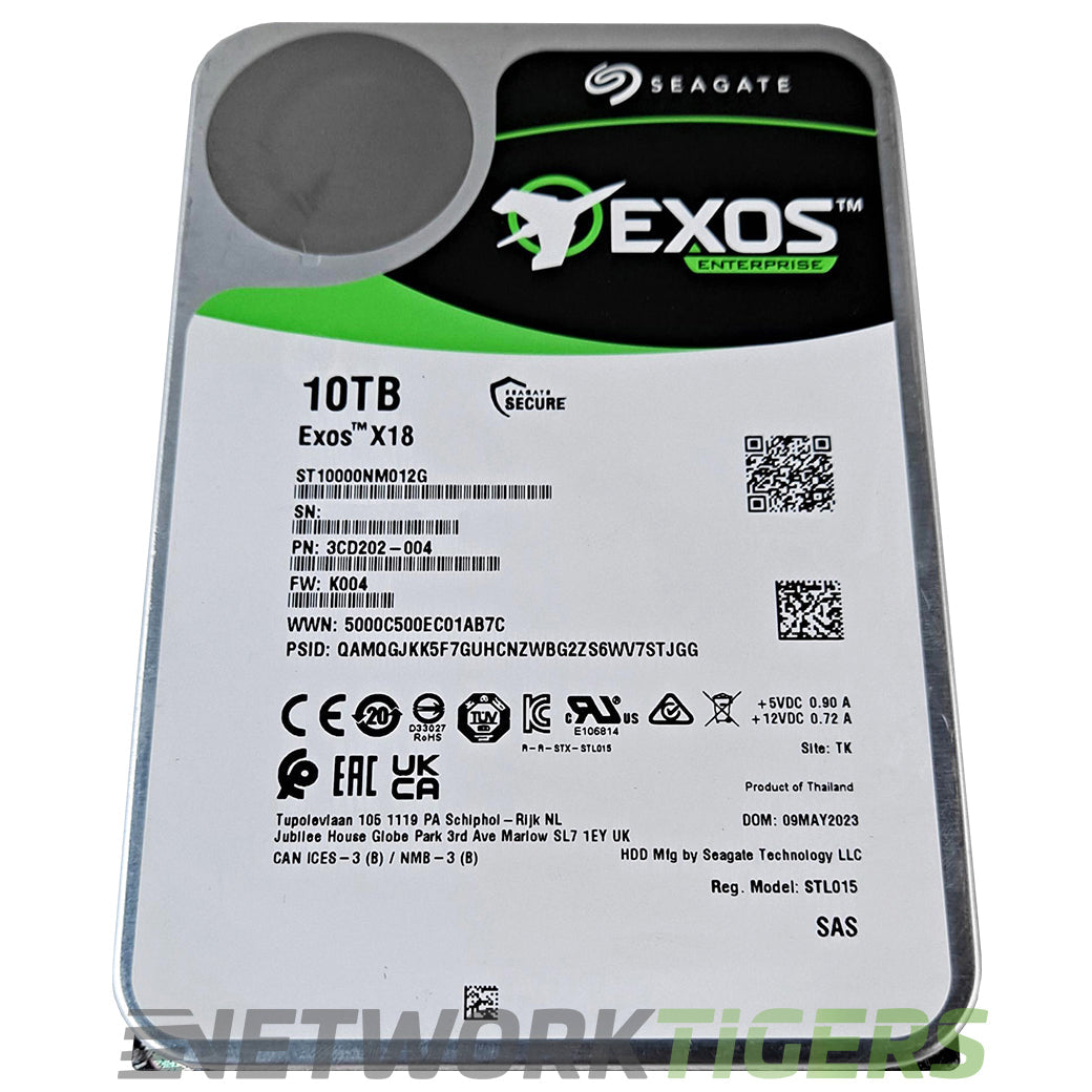 Seagate ST10000NM012G Exos X18 10TB 12 Gb/s 4Kn 3.5 inch 7200 RPM SAS Hard Drive