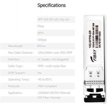 Carregar imagem no visualizador da galeria, 10G SFP SR for Dell Force10 GP-10GSFP-1S Dell 407-BBOU 10GBASE-SR SFP+ Module Transceiver MMF, 850nm, 300m, LC, DOM-FoxTI
