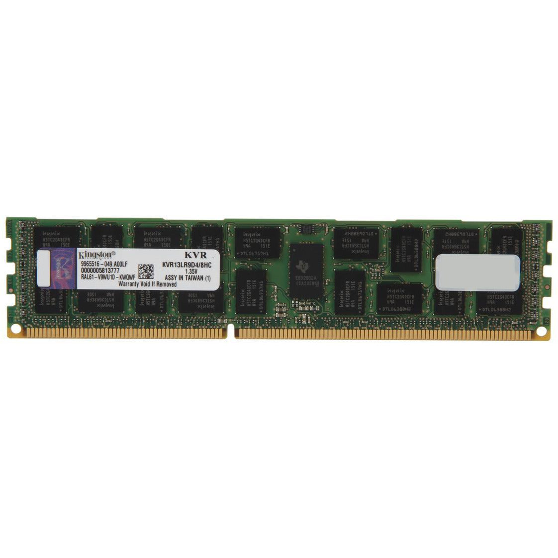 Technology ValueRAM 8 GB 1333MHz DDR3 PC3-10600 ECC Reg CL9 DIMM DR x4 1.35V C Motherboard and Server Memory (KVR13LR9D4/8HC) Memoria
