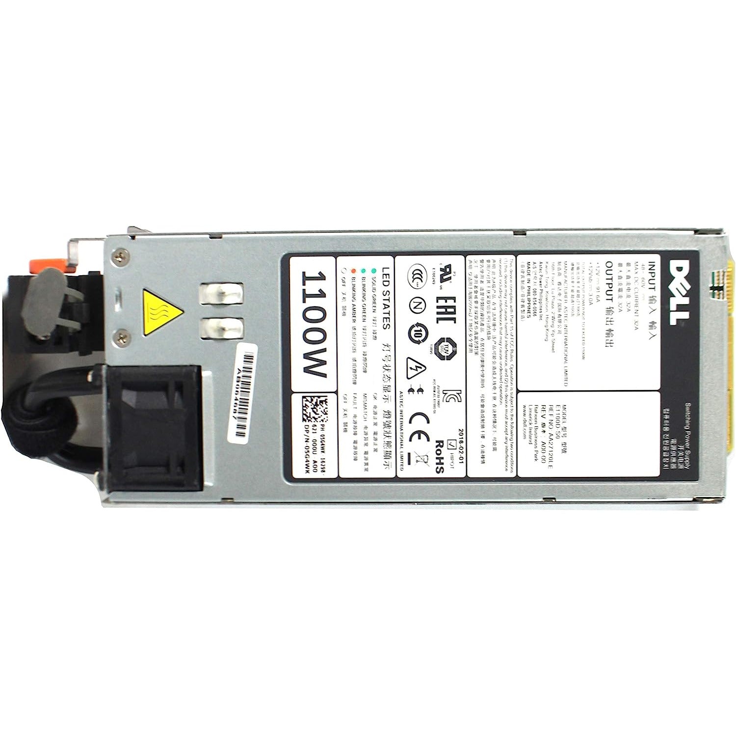 Fuente de alimentación redundante de CC de 1100 W para servidor R520 PN: C7JTF Y1MGX 5G4WK