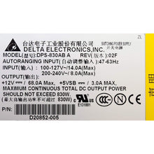 Carregar imagem no visualizador da galeria, Fonte FXX830WPSU Delta Electronics D20852-005 PFC 830 Watt Switching Redundant Hot-Swap Server Power Supply DPS-830AB Intel SC54 SC5400 SC5400BRP SC5400LX SC5400LXI SC5400BRPNA SC5400LXNA 830W-FoxTI
