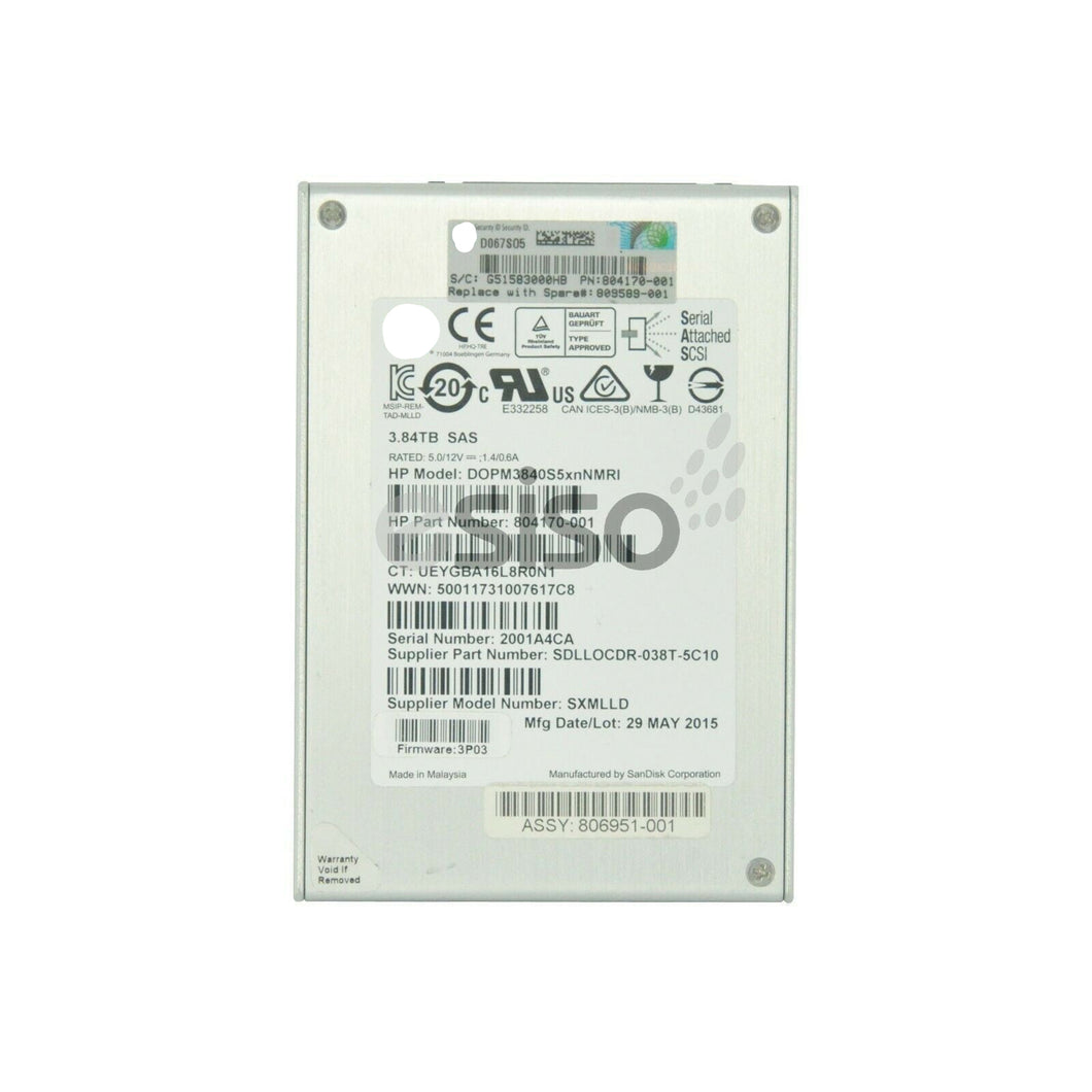 K2R25A 809589-001 804170-001 HP 3PAR 3.84TB SFF 2.5