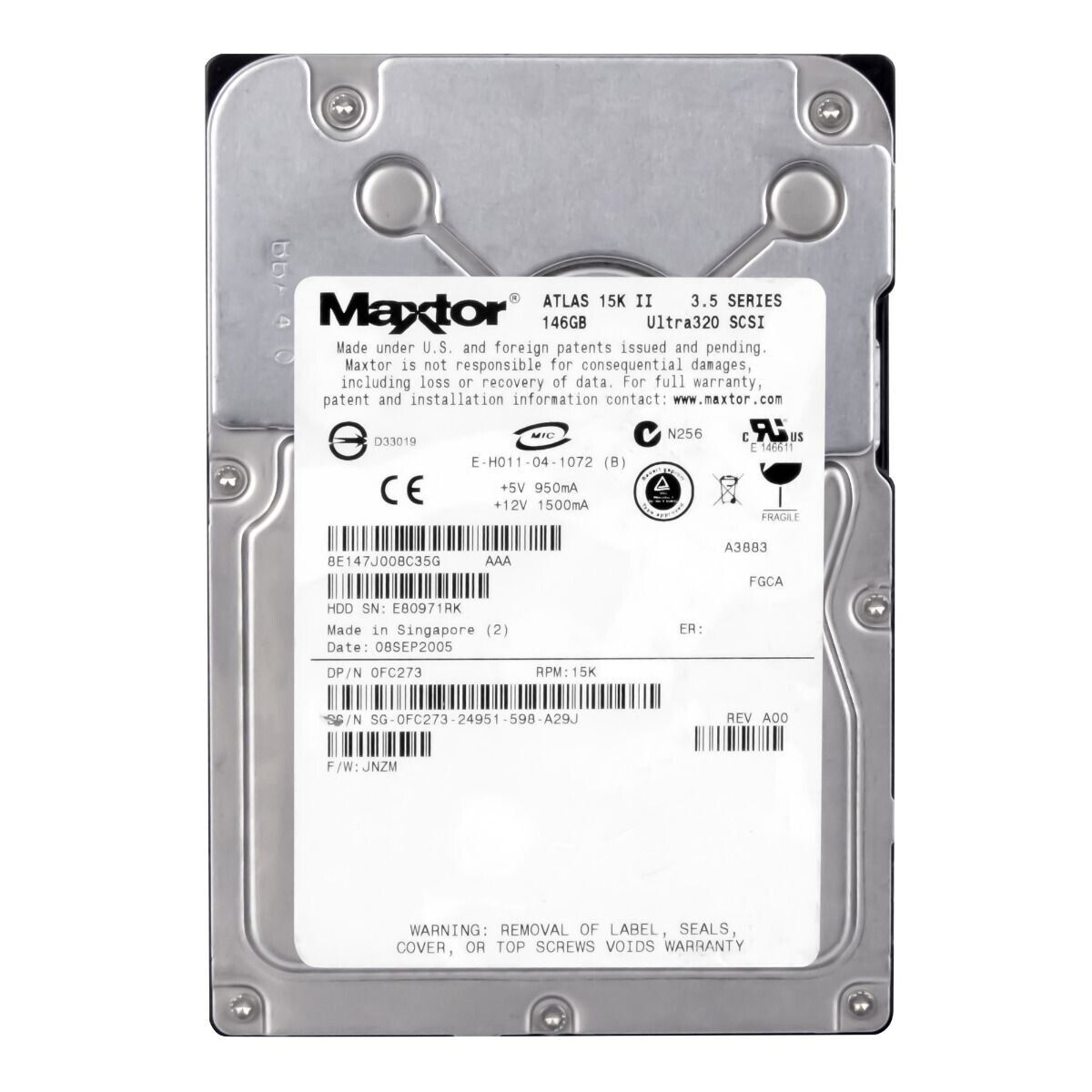 U320 0FC273 hard disk 80pin SCSI 146GB 16MB 3.5inches replace ATLAS disco