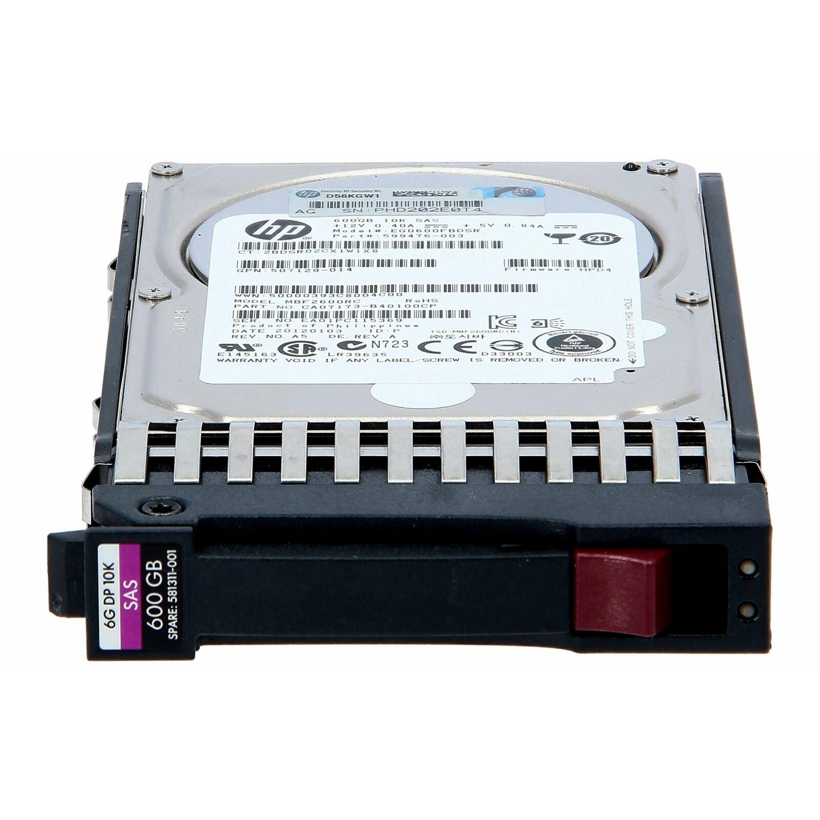 581311-001 Disco duro SAS de 600 GB, 10K, 6G, 2,5 pulgadas, DP 886111478521