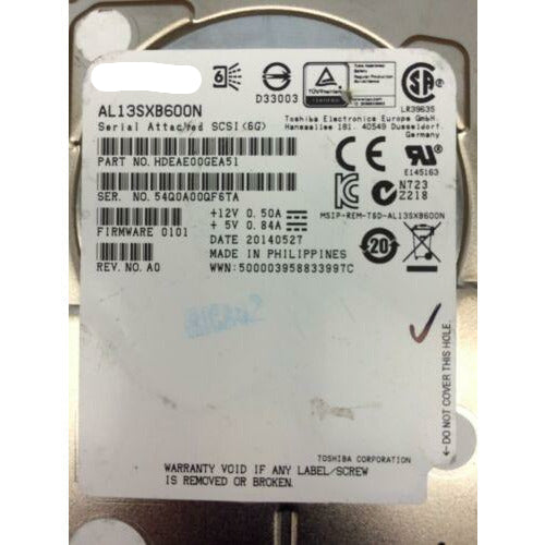 Disco Toshiba AL13SXB600N HDEAE00GEA51 600GB 15K 2.5" SAS 6Gbps Hard Drive | HD1241 - MFerraz Tecnologia